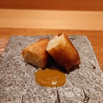 吉い - 玉ねぎの春巻き　このわたソース