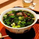 いち太 - 真鴨つくねと九条葱の温かい蕎麦