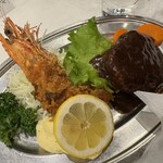 Resutoran Katsura - Cランチ＝有頭海老フライとハンバーグステーキのセット