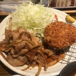 Butanoya - 豚肉の生姜焼とメンチカツ定食