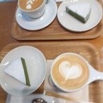 OGAWA COFFEE  - ガトーショコラ宇治抹茶510円税込、カフェラテ650円税込