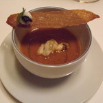 リストランテ ラ・バリック トウキョウ - あかざ海老のスープ（トマトベース　ゆりねが入ってた）