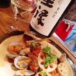 へっつい - イサキのから揚げあさりとトマトベースのあんかけ＋王禄