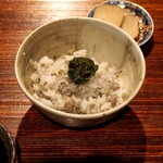 薪鳥新神戸 - 薪そぼろご飯 + 生姜 + かんずり