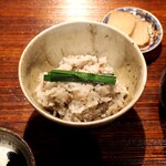 薪鳥新神戸 - 薪そぼろご飯 + 韮