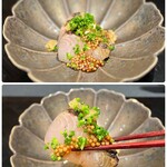 四季彩ダイニング　春 - ◯サワラの藁焼き
      …自家製のオニオン入りドレッシング、粒マスタードで。藁の香りが香ばしく、最高です♡