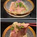 四季彩ダイニング　春 - ◯和牛の素麺
      （本来は蟹の素麺ですが、アレルギーのため変更）
      …お肉柔らか〜♡∩^ω^∩薬味でサッパリ♪