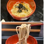 四季彩ダイニング　春 - ◯十割蕎麦〜梅おろしとあおさ海苔〜
      …北海道産摩周湖の蕎麦粉を打ったそう。