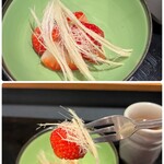 四季彩ダイニング　春 - ◯デザート
      …栃木産いちご・とちあいかをヤシの実のお砂糖と共に。
      何度いただいても口溶けの素晴らしいヤシの実のお砂糖です♡