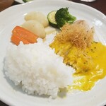 キッチン ブルー グローブ - 早々にご飯を乗せワンプレート