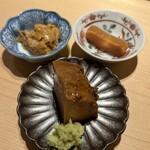 すが弥 - お酒のアテ、三種。ミッキーマウスに見たてました