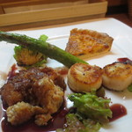 コンプレ - 白子のソテー、帆立、キッシュ、アスパラ