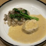 レフ アオキ - メイン 肉 ：丹波黒鶏のブランケット　舞茸のバターライス