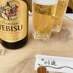 鰻 川淀 - 乾杯のビール