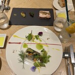 Le Beurre Noisette NAGOYA - 野菜テリーヌ、奥が名古屋コーチンフォアグラ