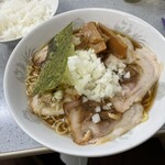 丸幸 - チャーシューメンバラ卵麺950円小ライス160円です。このバラチャーシューが曲者なのでゴンス！