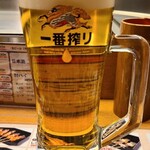 やきとりの名門 秋吉 - お酒①麒麟一番搾り(生ビール、麒麟ビール)(税込572円)
