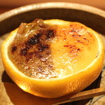 麻布 かどわき - 鮑と河豚白子の味噌グラタン　(2013/11)