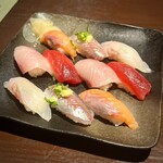 居酒屋 直きち - お任せ寿司（最高!）これで1080円税込
