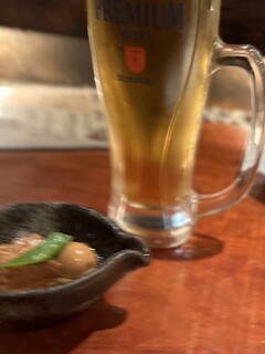 Yokohama Yakushi Koubou - 生ビールと御通しの角煮