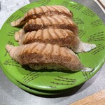 根室花まる - 特別オーダー、炙りとろサーモン！焦がし醤油なし！！こちらの方が口に入れた時、より脂を楽しめます♪