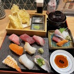 Sushi Sake Sakanasugi Tama - 1800円のランチ（上）。