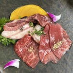 Yakiniku Resutoran Roinzu - 肉は4種類　鶏・豚、牛肉　ロインズセット