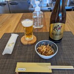 そばかの店 - ビール・お通しの揚げ蕎麦
