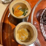 銀座 しのはら - イカの塩辛　なますにカラスミ添え