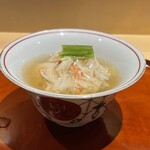 銀座 しのはら - お凌ぎ　あん肝の飯蒸し　蟹餡かけ