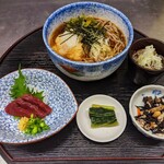 Soba set meal with wasabi and ohitashi