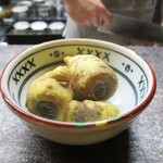 小菜一碟 - ”海老と松茸 上海蒸しスープ” に使われた セルフィーユの根。イモのようなお味がしますした。