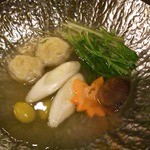 季一遊 - 秋思膳　温物（みつせ鳥つみれ塩鍋）