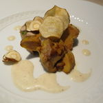 フォリオリーナ・デッラ・ポルタ・フォルトゥーナ - 野生の雉と伊・シチリア産の生のピスタチオのガランティーナ、鴨のフォアグラ添え3