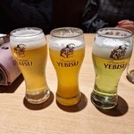 ごきげんえびす - エビスビール飲み比べ  プレミアム、マイスター、ライチ