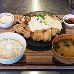 九州居酒屋かてて - 九州居酒屋 かてて 八丁堀アパホテル店 ランチ チキン南蛮定食 税込1,100円 ご飯少な目でお願い