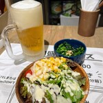 Gogo Suteki - ミニサラダ、ほうれん草のナムル、ビール