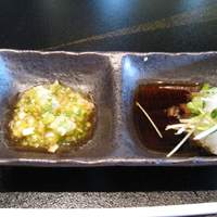 鉄板焼 天 本丸 - 葱塩たれと、おろしポン酢