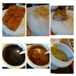 Resutoran Andoka Fe Ragu-N - ご飯にはそれぞれ「トッピング」が添えられ、されにボリュームアップ。 
                      カレーはどれも美味しいですけれど「グリーンカレー」、好みでございます。 
                      