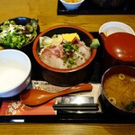 Don Satsuma - 茶ぶり丼定食にネギトロをトッピング、茶漬け用だし