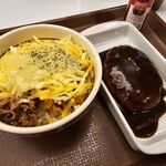 すき家 - チーズ牛丼＋ハンバーグ