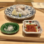 温石 - エボ鯛、アオリイカ、酢で和えた馬鈴薯、美味し過ぎてびっくり‼️