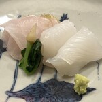 東茶屋 なかむら - お刺身　クエ　アオリイカ