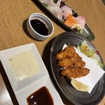 一磋 - カキフライと刺し盛り(1人前)