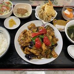 中国料理 頤和園 - 豚肉とナスの味噌炒めセット