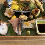 水と酒 三花 - 鰤他　隣りは鯛とからすみ