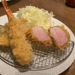 とんかつ & 焼鳥 An 四谷 - フライ盛り合わせ ヒレ、エビフライ、アジフライ