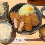 Tonkatsu Kagurazaka Sakura - 5種選べるお好み定食（ひとくちヒレかつ3つ、カニクリームコロッケ、ひとくちメンチ）…税込1958円