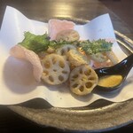 游々禮楽 竹水亭 - れんこんの天ぷら。とても美味しい。