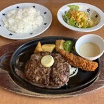 ステーキのどん - 牛タンハンバーグランチ＋エビフライトッピング